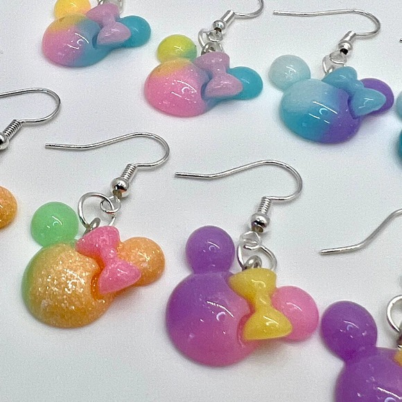 Tye Dye Earrings - Mickey Ear Earrings - Rainbow Earrings - Disney Earrings - Picture 3 of 11